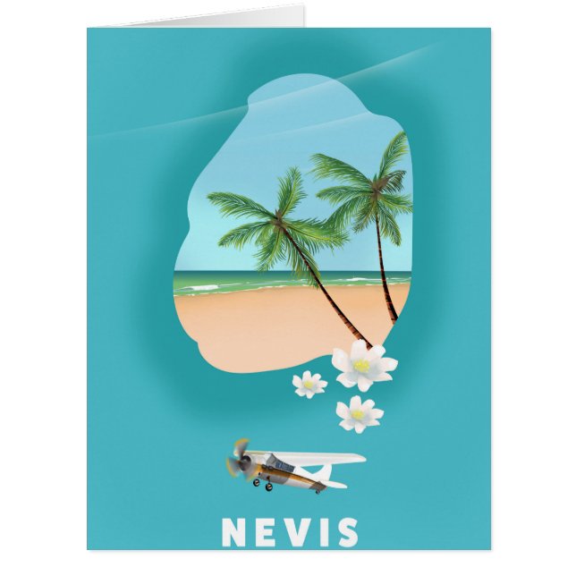 Nevis Caribbean island Illustrated map. (Front)