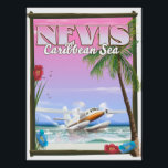 Nevis Holiday poster. Poster<br><div class="desc">Nevis Vintage style travel poster art print.</div>