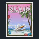 Nevis Holiday poster. Poster<br><div class="desc">Nevis Vintage style travel poster art print.</div>