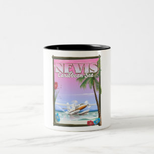 Nevis Holiday poster. Two-Tone Coffee Mug