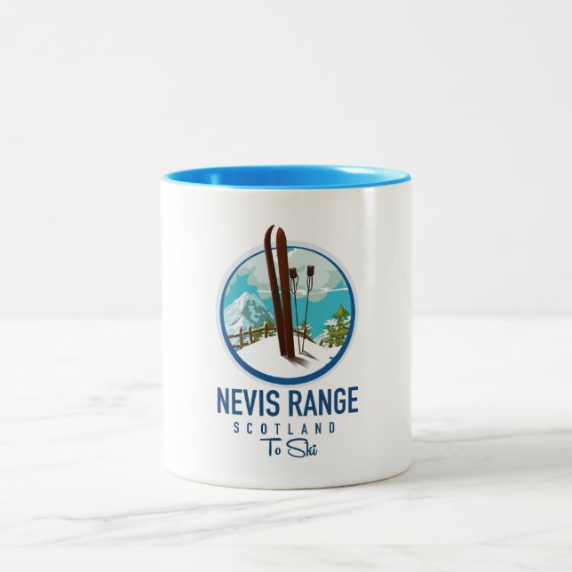 Nevis Range scotland Ski logo Two-Tone Coffee Mug (Center)