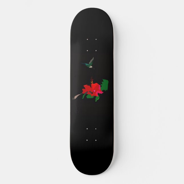Nevoy Ryder Hibiscus Flower & Hummingbird Board Skateboard (Front)