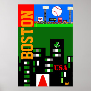 New 2013 Boston Art Poster Kids Sports Gift