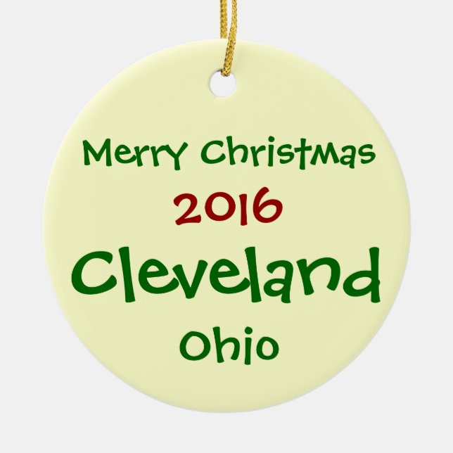 NEW 2016 CLEVELAND OHIO MERRY CHRISTMAS ORNAMENT (Front)