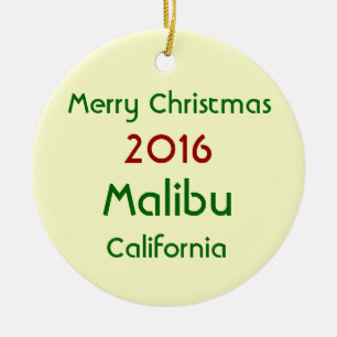 NEW 2016 MALIBU CALIFORNIA CHRISTMAS ORNAMENT