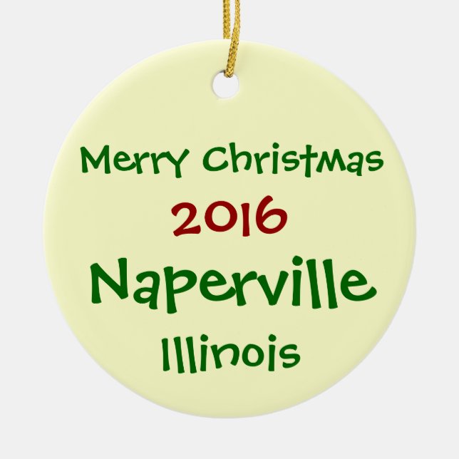 NEW 2016 NAPERVILLE ILLINOIS CHRISTMAS ORNAMENT (Front)