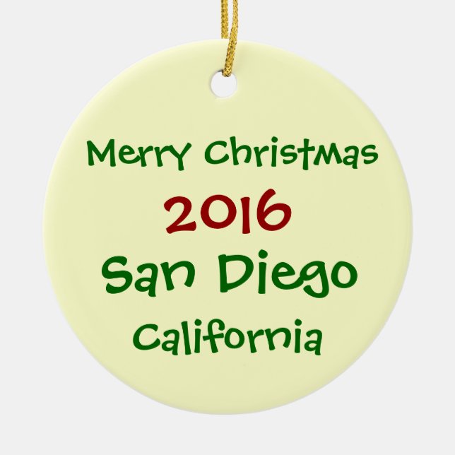 NEW 2016 San Diego California CHRISTMAS ORNAMENT (Front)