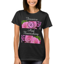 New 50 And Flourishing Pink Flower Custom Name