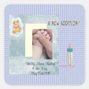 New Addition Baby Square Sticker