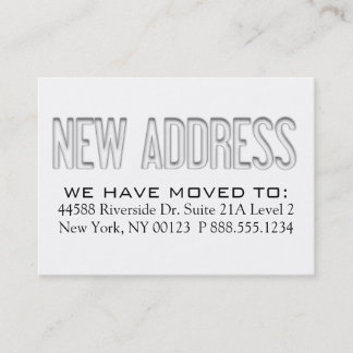 "New Address" Address Change Notification Label Business Card