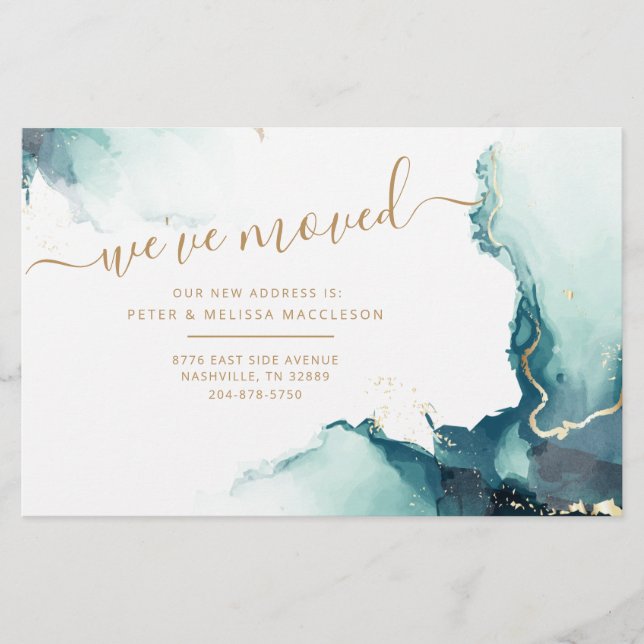 New Address Agate Script Moving Announcement Card (Front)