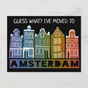NEW ADDRESS Amsterdam Canal Houses Colourful Movin Postcard