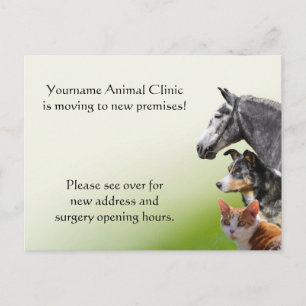 New address animal vet announcement postcard
