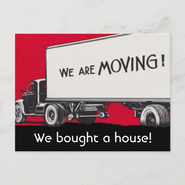 New Address Announcement on Retro Moving Truck Postcard (Front)