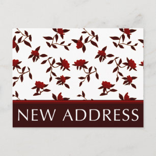 new address announcement : vintage flowers postcard