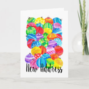 New Address Announcement , watercolor baubles