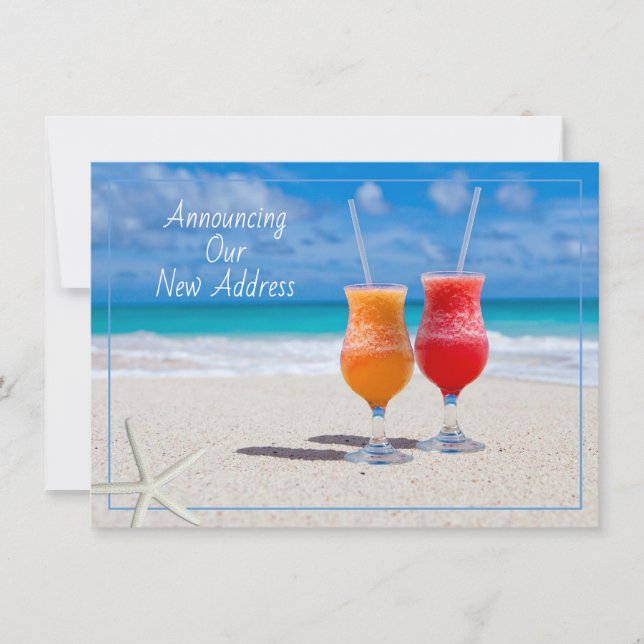 New Address Beach Life Cocktails in Sand Flat Card (Front)