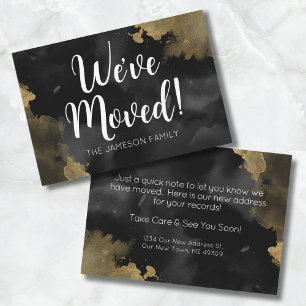 New Address Black Gold Moving Announcement Card