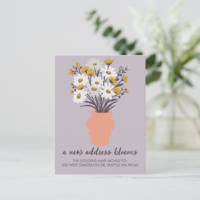 New Address Blooms Moving Announcement Bouquet Postcard (Standing Front)