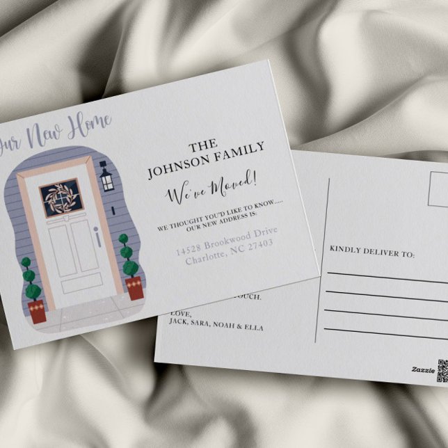 New Address Blue Pastel We've Moved Announcement Postcard (Creator Uploaded)