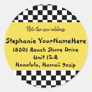 New Address Bold Taxi Colour Classic Round Sticker