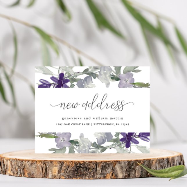 New Address Calligraphy Floral Change of Address Announcement Postcard (Creator Uploaded)