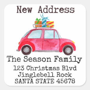 New Address Car and Christmas gifts address Square Sticker