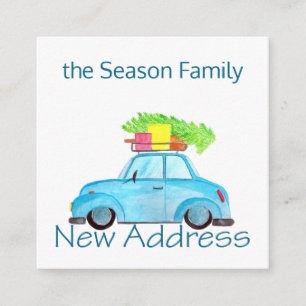 New Address Car and Christmas tree Enclosure Card