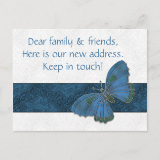New Address Cards guests Butterfly Brocade blue