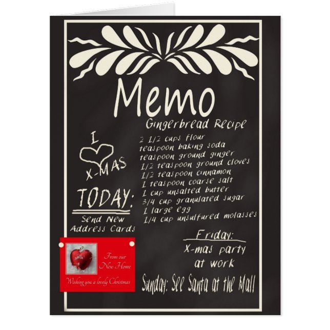 New Address Chalkboard Christmas Card (Front)