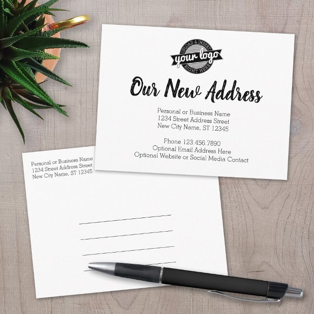New Address Change with Business Logo Announcement Postcard (Creator Uploaded)