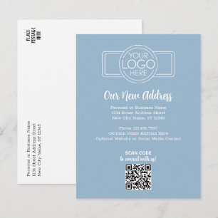 New Address Change with Business Logo Blue Announcement Postcard