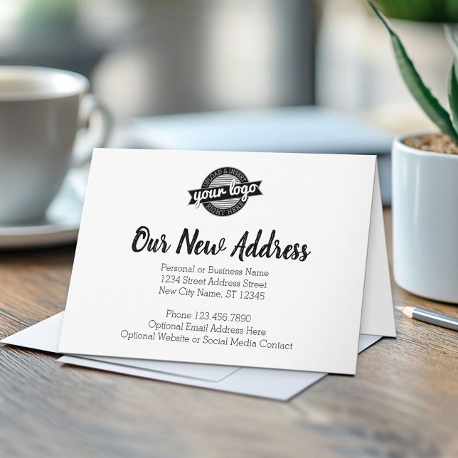 New Address Change with Business Logo Card (Custom Logo Thank You Note Card - Optional QR Code on Back)