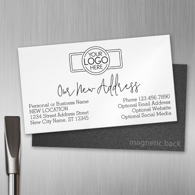 New Address Change with Business Logo Magnetic Business Card (Custom Business Card Magnet)