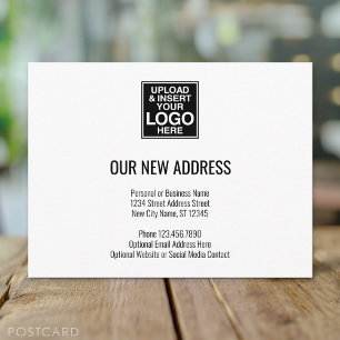 New Address Change with Business Logo San Serif Announcement Postcard