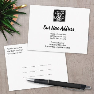 New Address Change with Business Logo Script Announcement Postcard