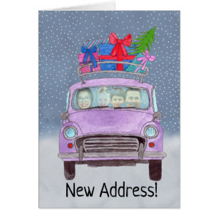New Address Christmas car customisable photo card