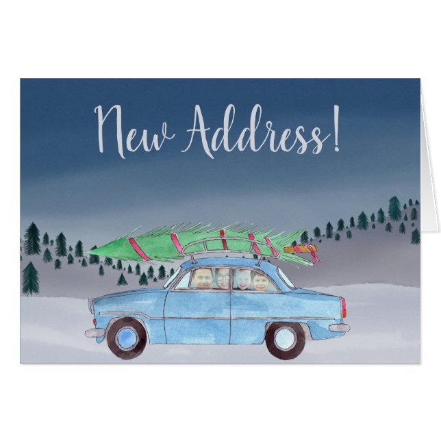New Address Christmas car customisable photo card (Front Horizontal)