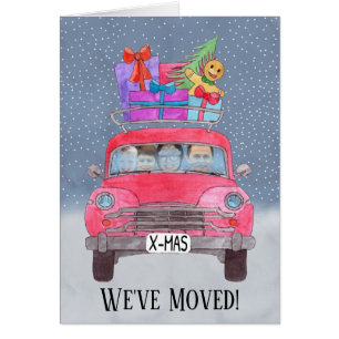 New Address Christmas car customisable photo card