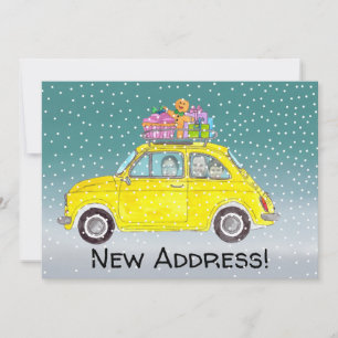 New Address Christmas car customisable photo card