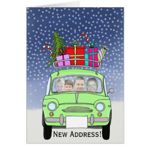 New Address Christmas car customisable photo card