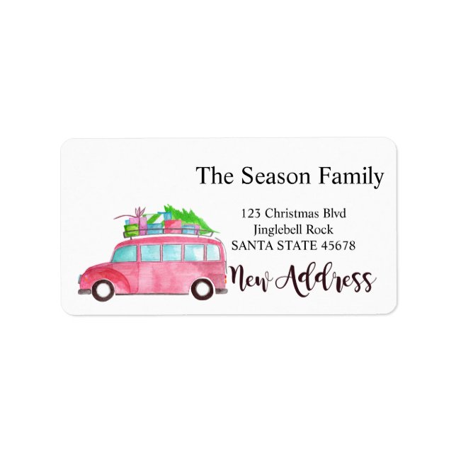 New Address Christmas Car label (Front)