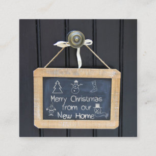New Address Christmas Chalkboard sign Enclosure Card