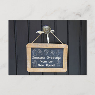 New Address Christmas Chalkboard sign Enclosure Card