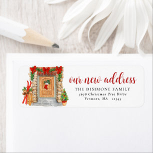 New Address Christmas Front Door Holiday Moving La Return Address Label