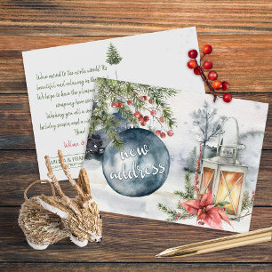 New Address Christmas Holiday Lantern Postcard