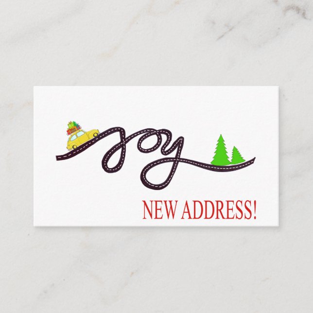 New Address    Classic Christmas Car Enclosure Card (Front)