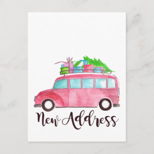 New address Classic Christmas Car Postcard