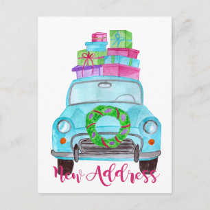 New address Classic Christmas Car Postcard