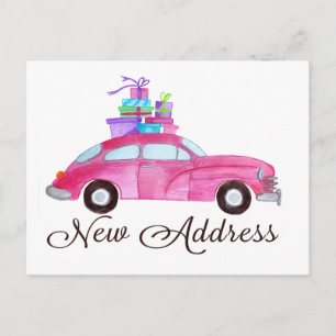 New address Classic Christmas Car Postcard